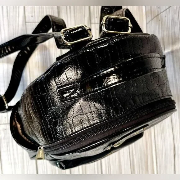 065- Juicy Couture Black Patten Leather Small Backpack - Picture 7 of 11